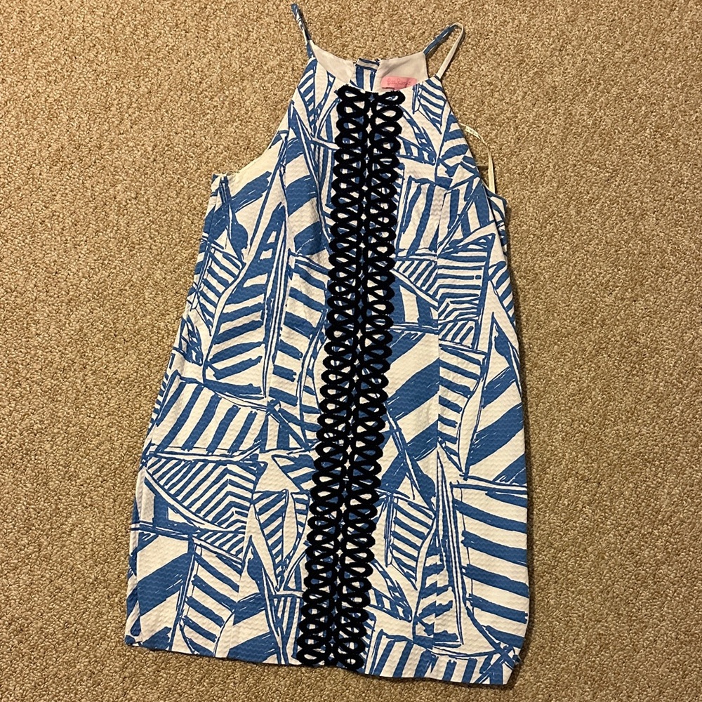 Lilly Pulitzer Blue and White Dress with navy Detailing